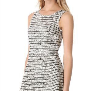 Parker Mesh Panel Gridded Silk Lined Fit & Flare Sleeveless‎ Dress M